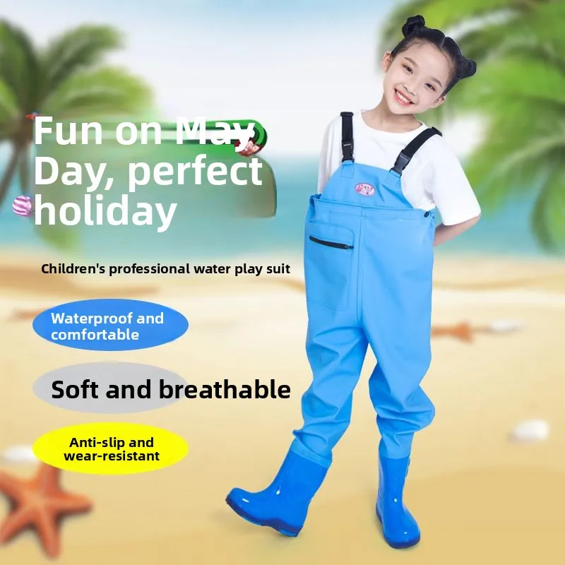防水滑り止め子供用オーバーオールパンツベビー夏水遊びウェア耐久性のあるウェーディング服釣り道具子供のアウトドア活動