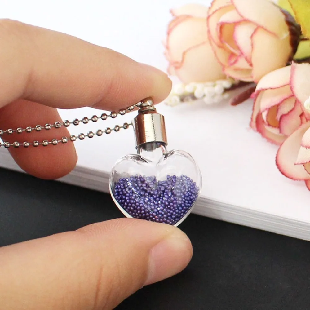 Portable Fillable Wishing Jars With Ball Chain Urn Jewelry Vial Ashes Fillable Bottle Pendant