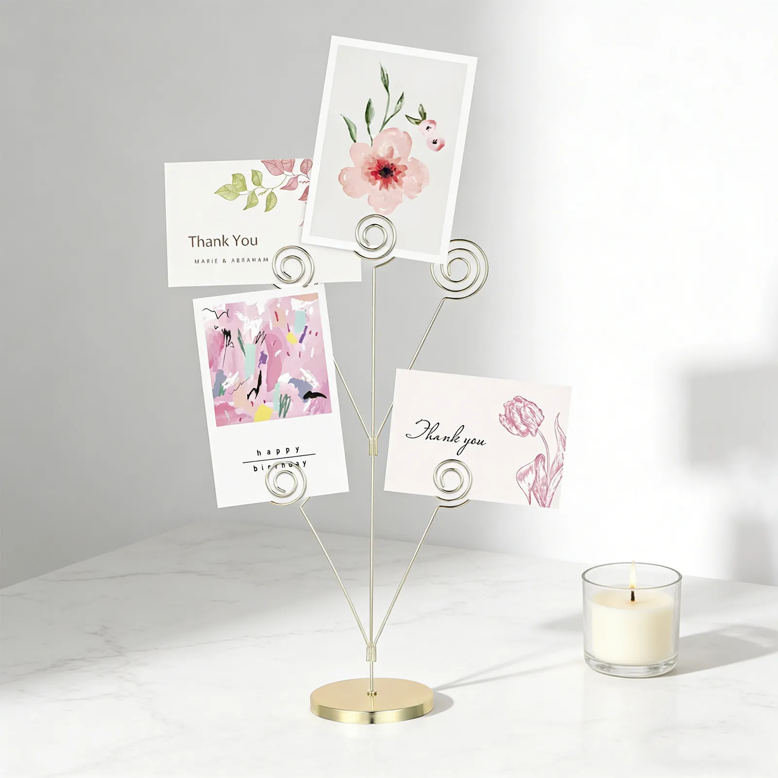 Desktop Memo Holder Clip Metal 5 Branch Tree Style Photo Stand Rounded Base Wedding Table Card Display Holder Office Organizer