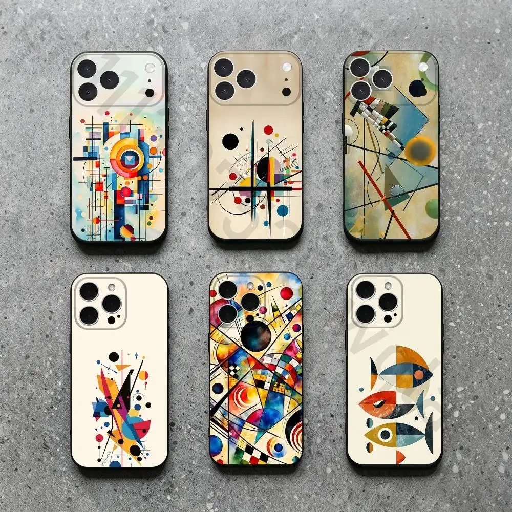

W-Wassily Kandinsky Phone Case For iPhone 17,16,15,14,13,12,11,Plus,Pro Max,XS,X,XR,SE,Mini,6,7,Soft Silicone Black Cover