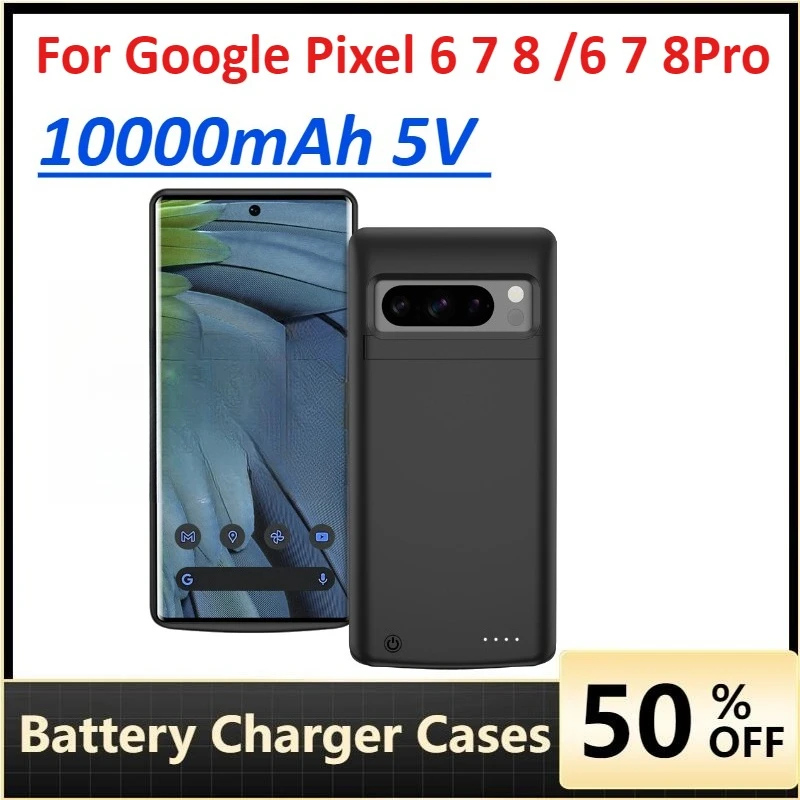

High Quality 10000mAh 5V Wireless Battery Charger Case For Google Pixel 6 7 8 /6 7 8Pro Power Case Battery Pack Power Bank