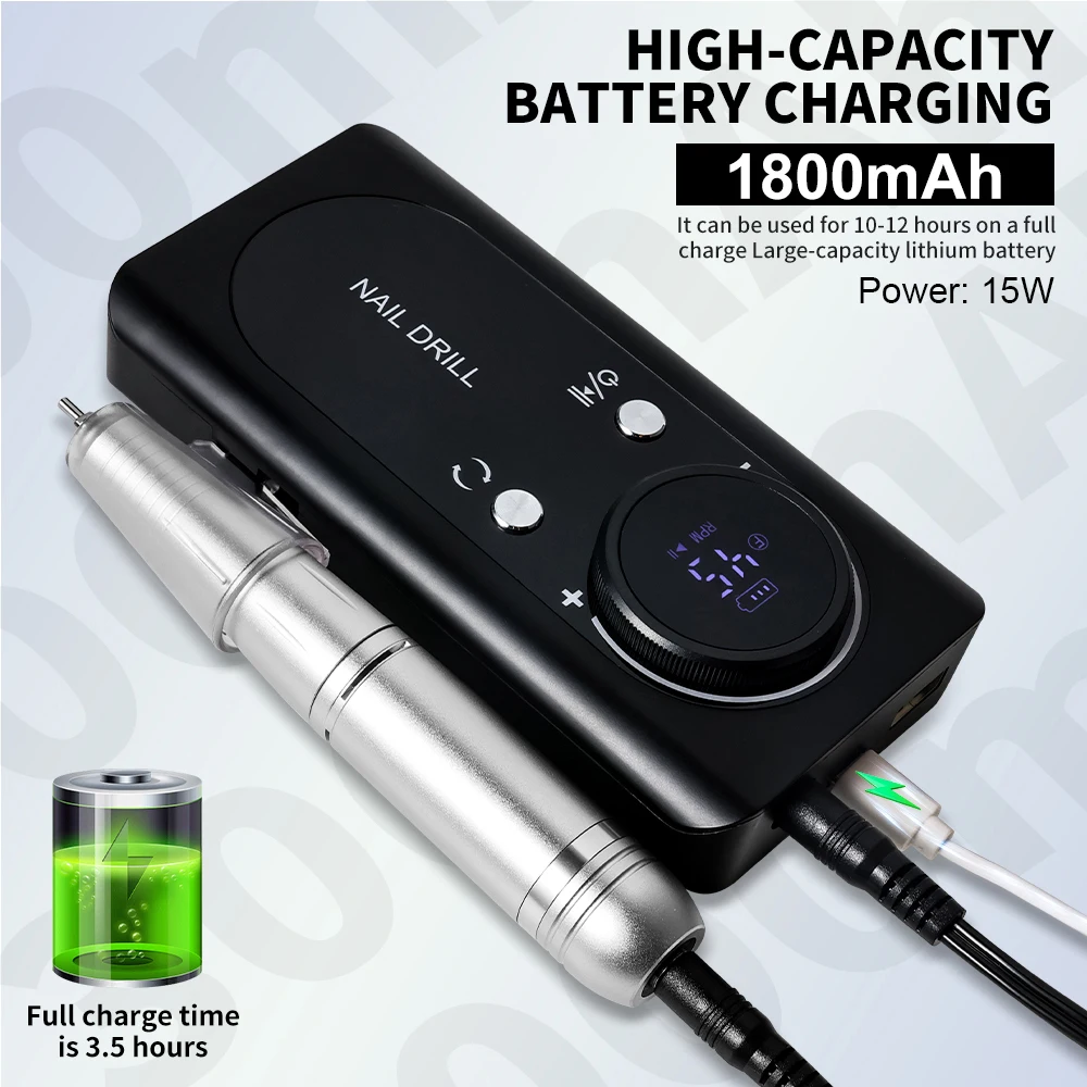 45000 RPM Elektrische Nagelboor Bestand Oplaadbare Elektrische Nagelpolijstmachine voor Acryl Gel Dip Poeder Manicure Pedicure Tool