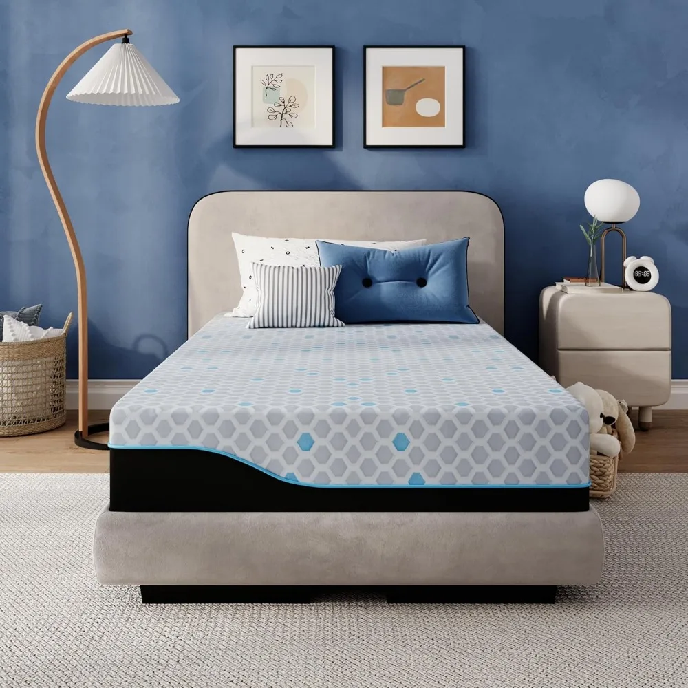 10 Inch Twin Size Gel-Infused Memory Foam Mattress, Medium Firmness, Fiberglass-Free, CertiPUR-US Certified, Cooling Mattress in