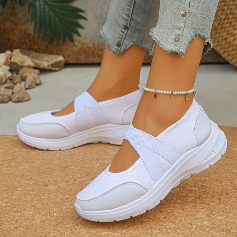 Atmungsaktive Flache Schuhe für Damen, Frühling/Sommer, Übergröße 43, Slip-On-Plateau-Sneaker, bequeme, weiche, rutschfeste Freizeitschuhe für Frauen – Detail 10