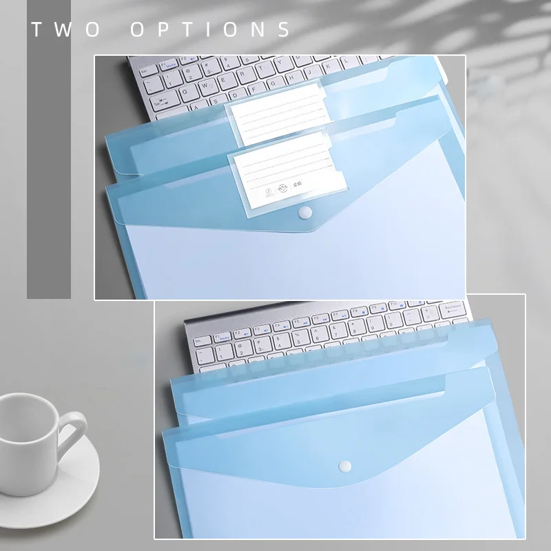 A4 Waterproof Snap File Bag Colorful PP Envelope Folder Office Information Bag Bill Storage Organizer Holder Paper Data Bag
