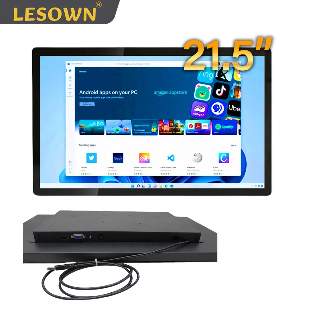 

LESOWN Встроенный 21,5-дюймовый промышленный монитор 1080p, 1920x1080, IPS сенсорный монитор, крепление на панели с VGA/HDMI/аудио/USB (сенсорный) для телевизора