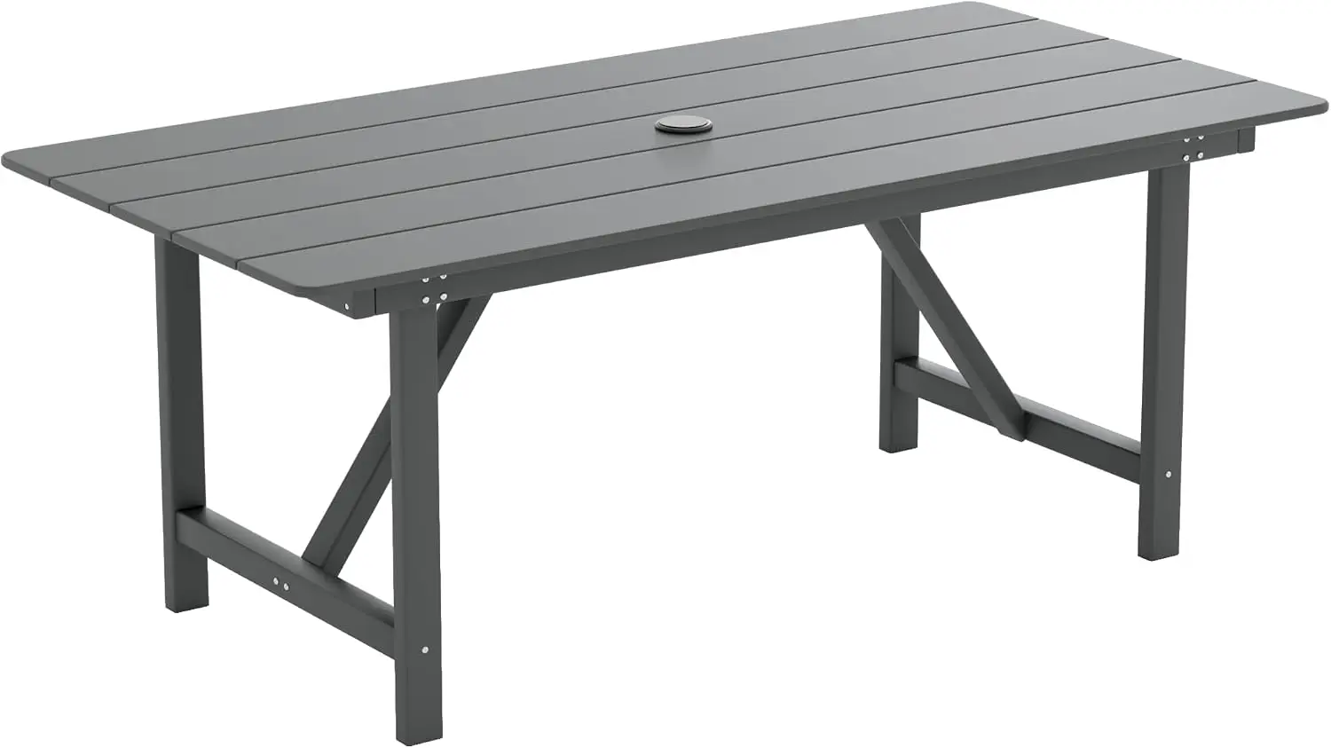 HDPE Outdoor Dining Table Set Patio Furniture Heavy Duty Table Simple Installation Umbrella Hole All Weather Pool Garden Backyar