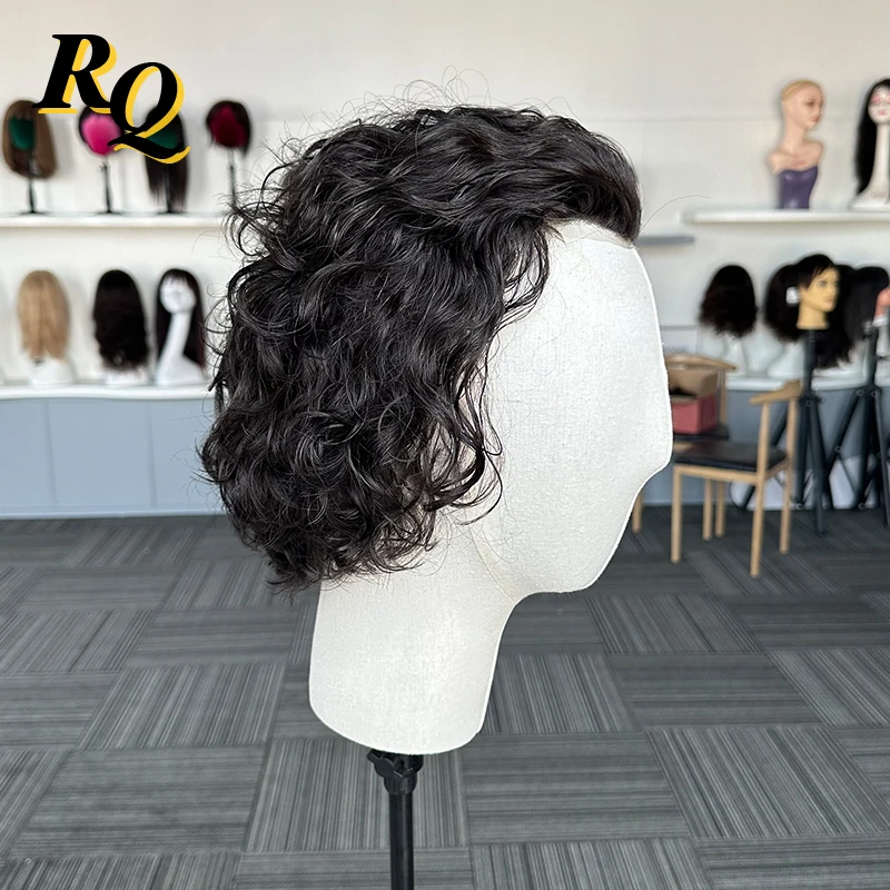 Pre Cut Styled Thin Skin Toupee Hair Men Human Hair Replacement System 1b Color 8 Inches Hair Piece Protesis Hombre Male Wig