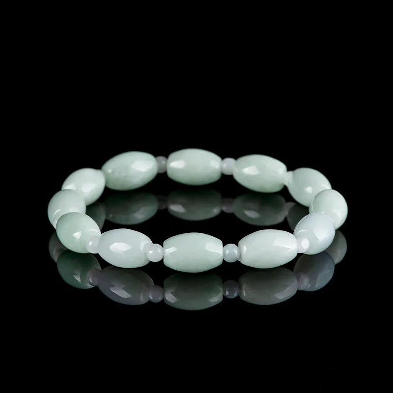 

Natural A-grade Jadeite Light Green Roadside Bracelet Ice type Jade Bead Women's Gifts Jewelry Drop Shipping