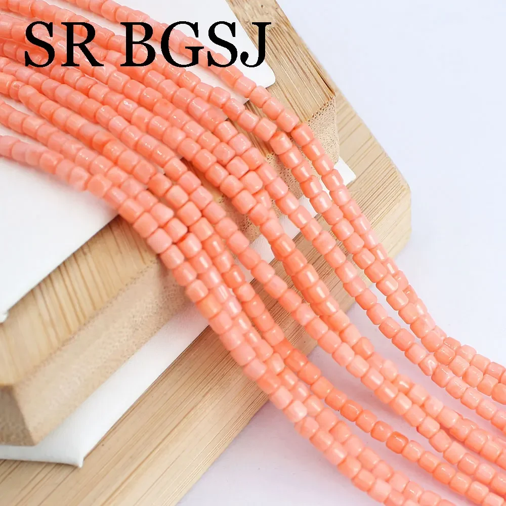 3x3mm Mini Column Orange Keshi Rondelle Drum Jewelry DIY Loose Genuine Natural Spacer Coral Beads 15\