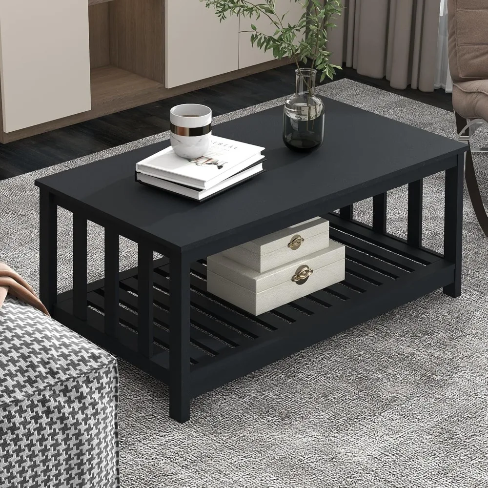 

Coffee Tables for Living Room Modern Coffee Table Set 40 Inch 2-Tier Wooden Living Room Table Rectangular Center Table Side Home