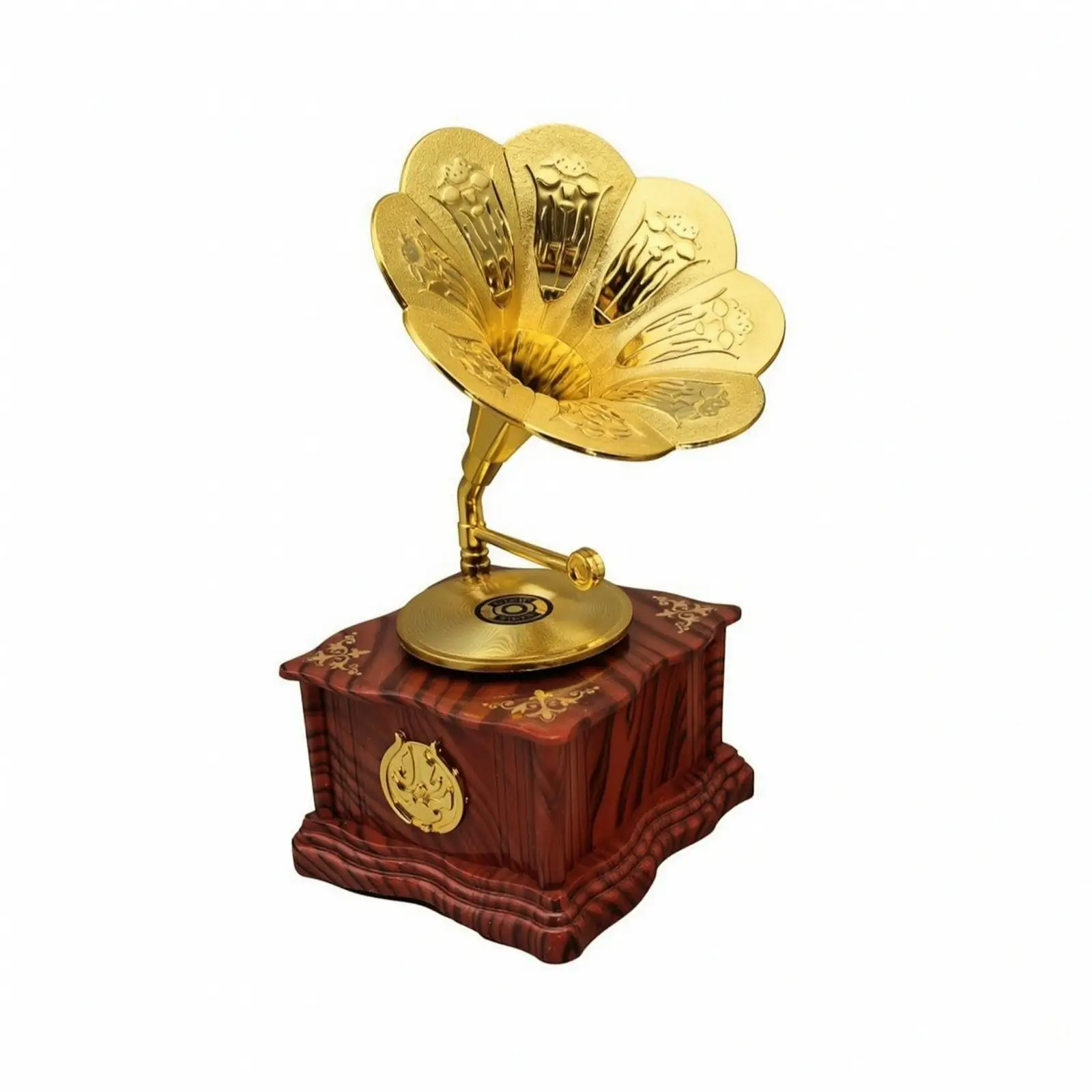 Mini Industrial Phonograph Music Box Retro Gramophone Style ABS Material Vintage Decorative Ornament for Desk Table Shelf