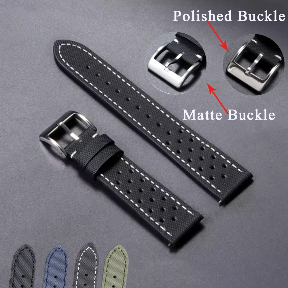 18 20 22 มม.คุณภาพ Oxford ผ้าหนังสําหรับ CITIZEN สําหรับ Seiko สําหรับ TAG Heuer สร้อยข้อมือผู้ชายผู้หญิงสายนาฬิกากันน้ํา