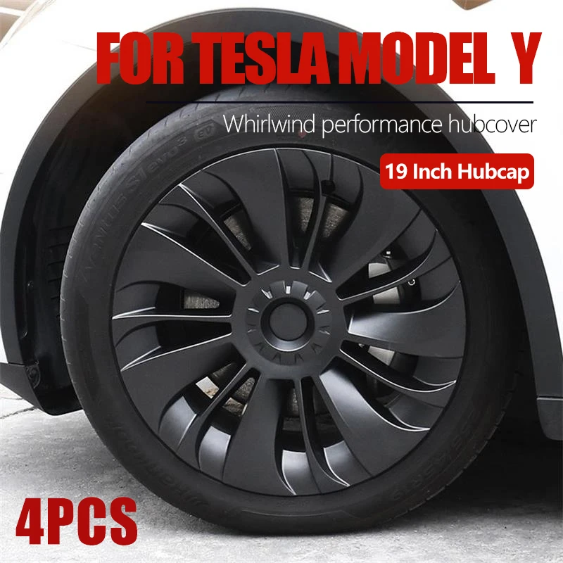 

4PCS Hub Cap Performance Replacement Wheel Cap 19 Inch Automobile Hubcap Full Rim Cover Accessories for Tesla Model Y 2018-2023