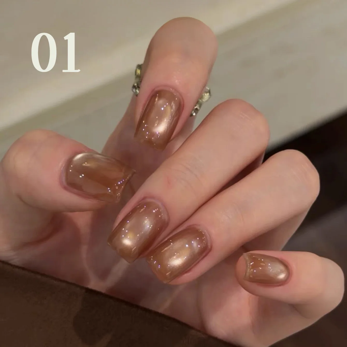 WS Autumn Hot Selling Internet Celebrity New Black Tea Brown Glass Bead Pearl Cat Eye Magnet Gel Nail Polish Nail Supplies