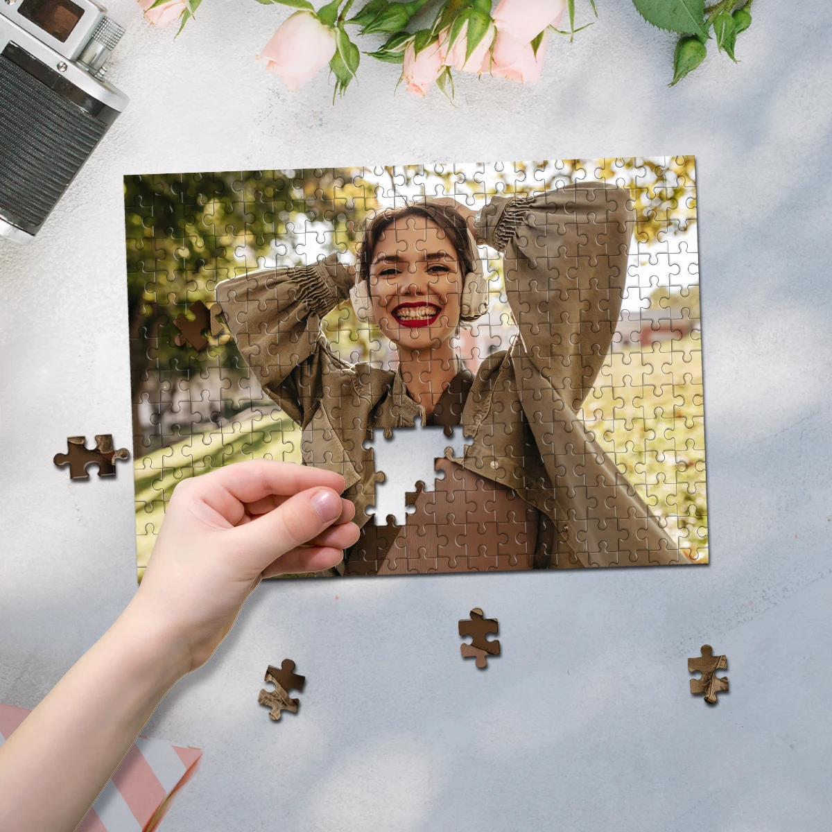 35/300/500/1000pcs Personalized Custom Photo Puzzle selfie DIY Toy Decoration Collectiable Gift Present Christmas Square Puzzle
