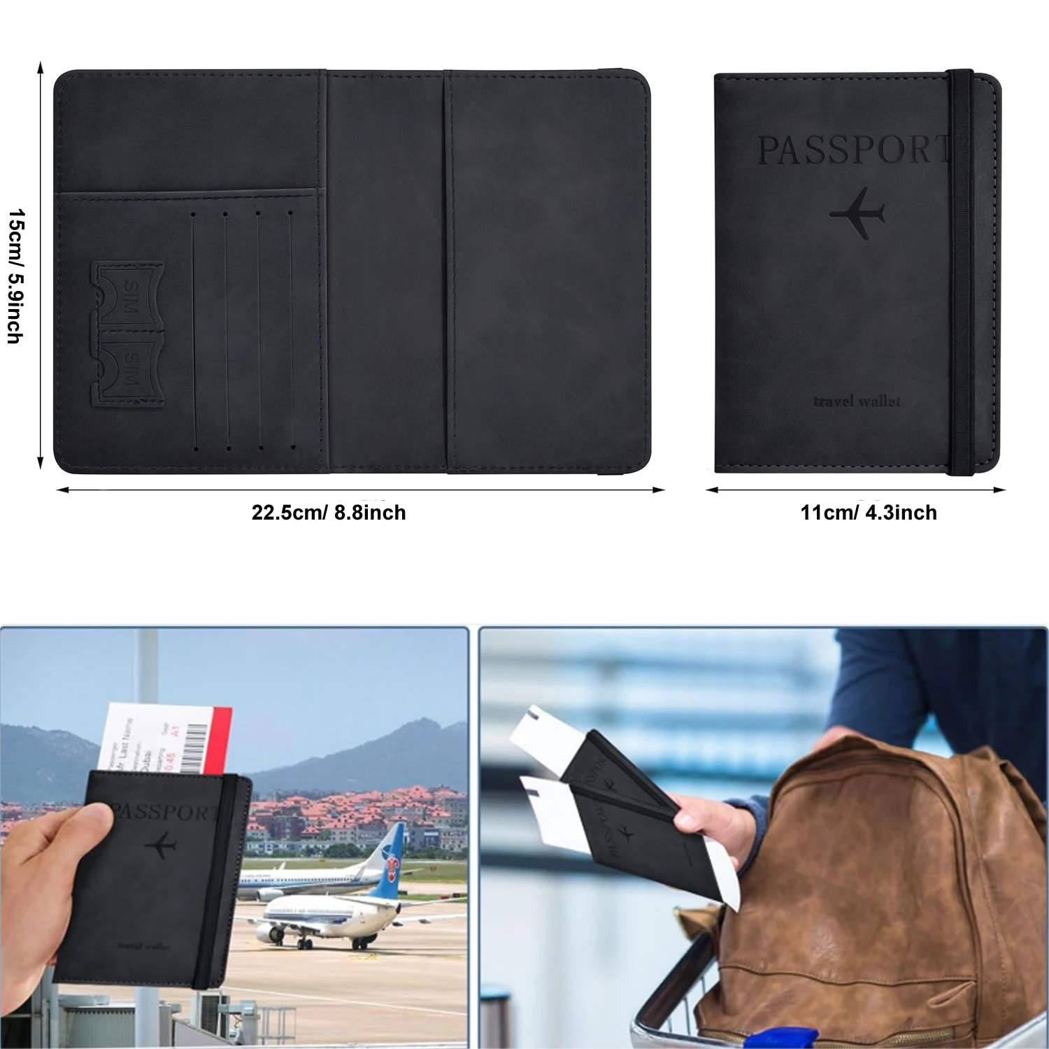 Passport Holder Wallet Cover Travel Essentials RFID Blocking Leather Card Case International Travel Accessories for Women/Men