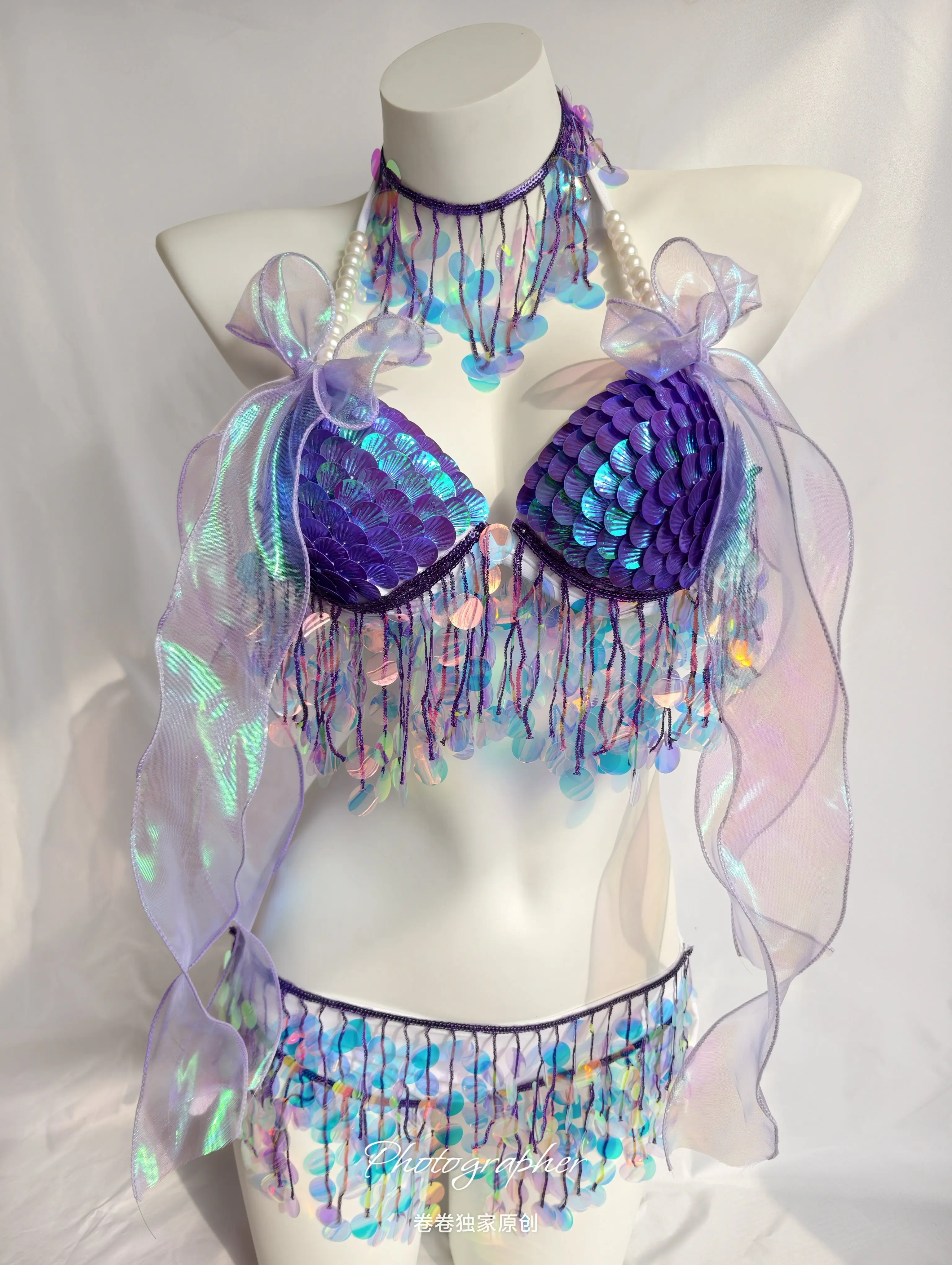 

Original Handmade Mermaid Princess Underwater Performance Bra Main Electronic Syllable Bar Tassel Bikini Bra Trendy Bra