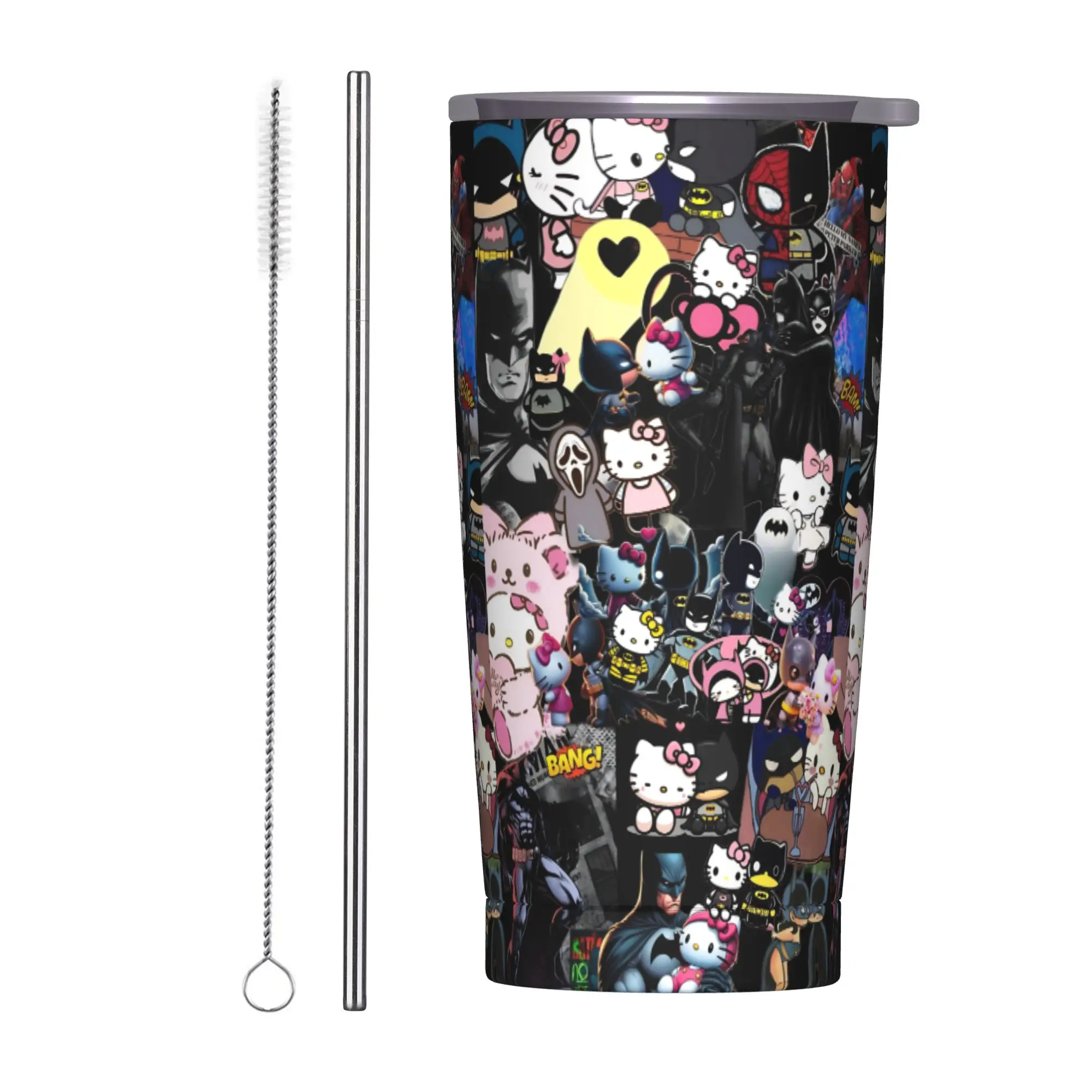 

Hello Kitty Batmans Girlfriend Boyfriend Insulated Tumbler with Lid Stainless Steel Mug Outdoor Travel Car Bottle Cups, 20oz
