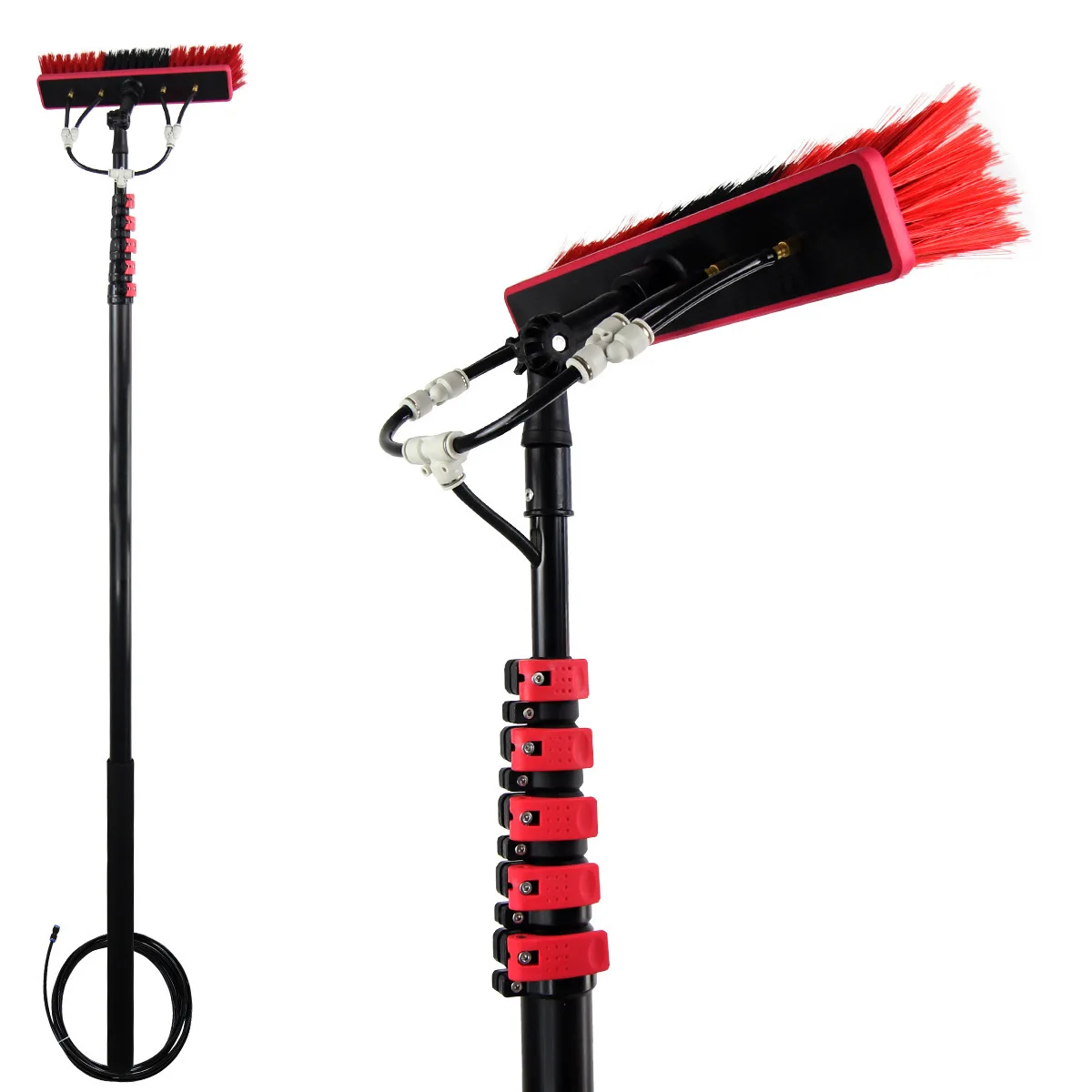 Solar Panel Cleaner Tool 5.4m/7.2mTelescopic Rod Brush Roof Window Cleaning Equipment Window Glass/Track/Bus/Boats/Wall Washing
