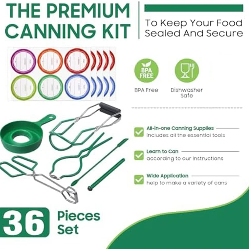 

-A90P Canning Supplies Canning Kit Set - Premium Stainless Steel Canning Tools Boxed Set, No Rust, Dishwasher Safe Accessories