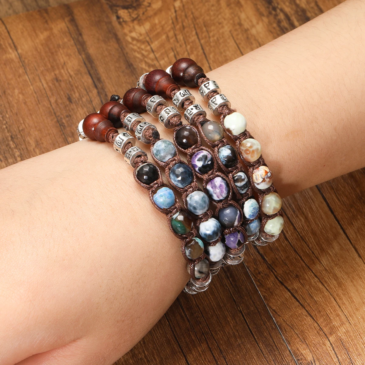 8mm Tibetan Buddhism Natural Stone Beads Red Sandalwood Rosary Healing Meditation Lucky Prayer Bracelet Men And Women Jewelry - view 4
