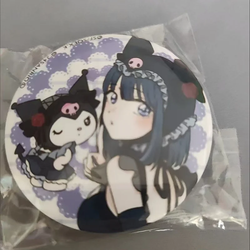 2pcs Kawaii Sanrio Hello Kitty Badge Kuromi Cute Anime Co Branded Series Backpack Decoration ClothesStickers Girls FestivalGifts