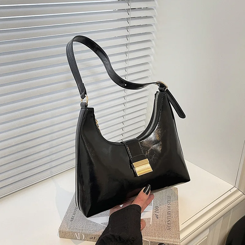 

French Vintage Women's Shoulder Underarm Bags Casual Simple Ladies Pu Leather Crossbody Bag Solid Color Female Hobos Handbags