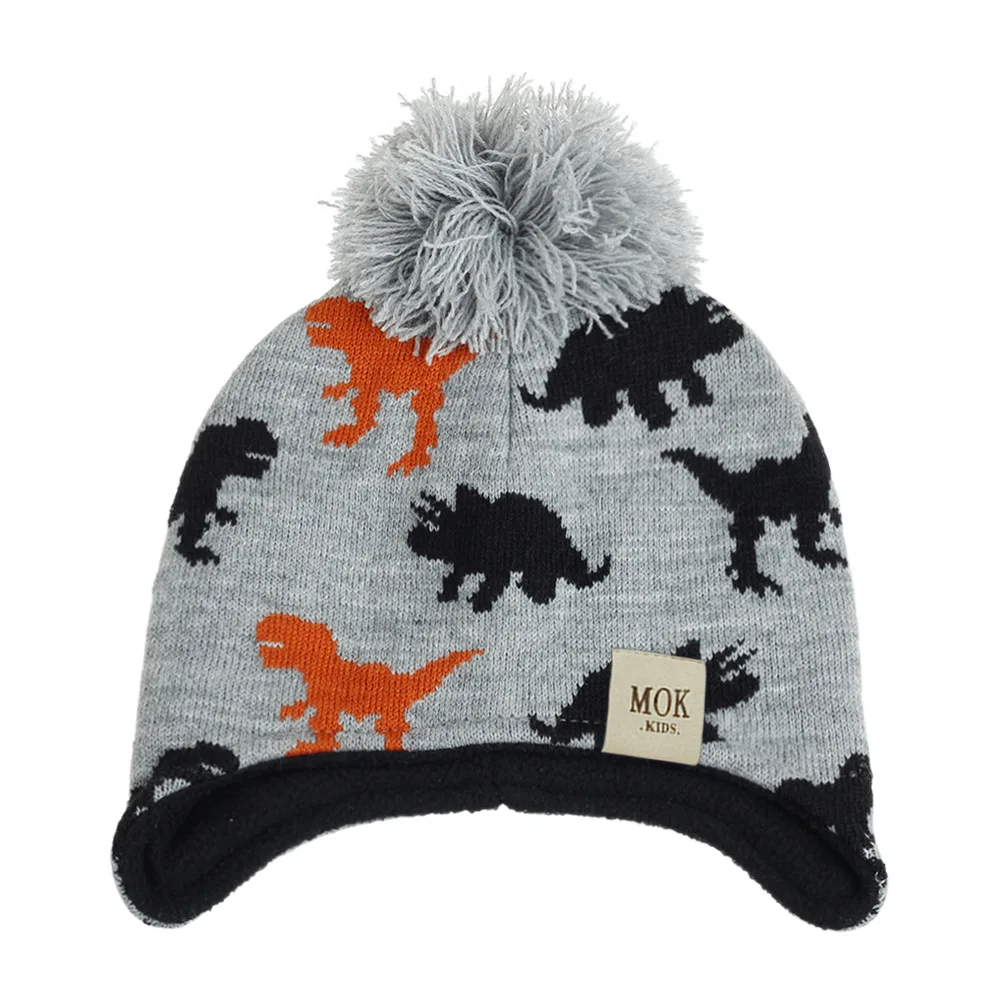 Baby Knitted Hat Europe and The United States Autumn and Winter Dinosaur Ear Caps for Boys and Girls Children\'s Wool Hats