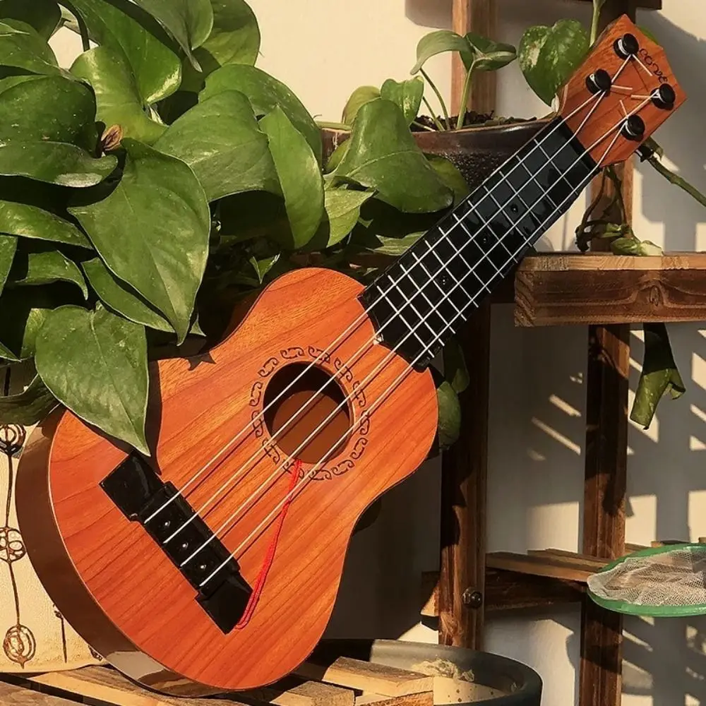 4 cordas ukulele instrumento musical brinquedo yukrili brinquedos botão de corda ajustável simulação ukulele brinquedo jogável clássico