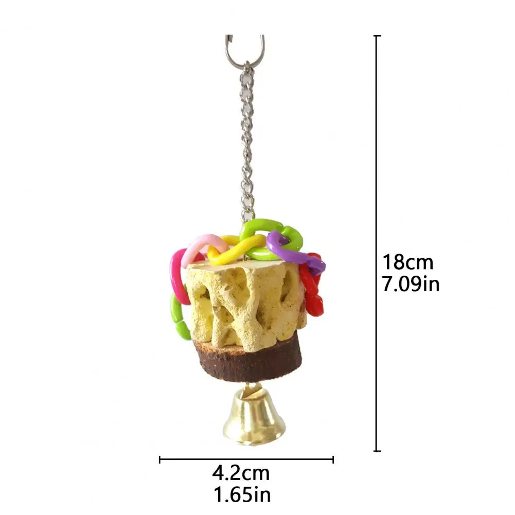 Zanthoxylum Bungeanum Toy Bird Cage Toy Natural Volcanic Stone Bird Chewing Toy with Bells Parrot Beak Grinding for Cockatiels