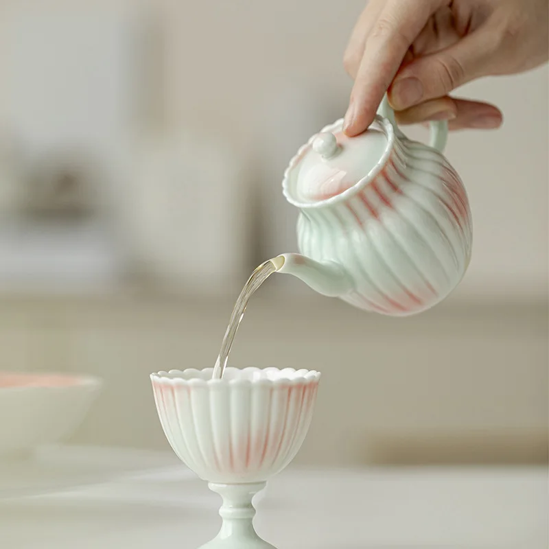 150ml Grapefruit Jasmine Ceramic Teapot Chrysanthemum Petal Pot Tea Maker Ball Hole Filter Kettle Chinese Tea Set Decoration