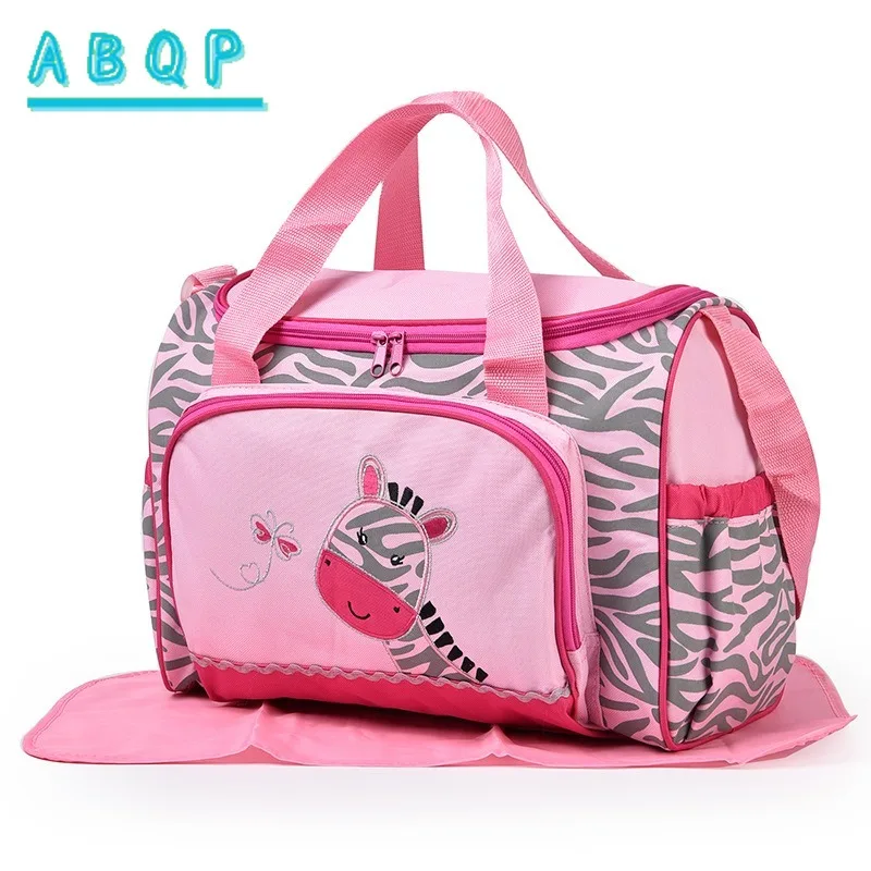 New Baby Bag Multifunctional 2-piece Set Baby Diaper Bag Embroidered Cartoon Portable Baby Supplies Storage Bag Large Capacity