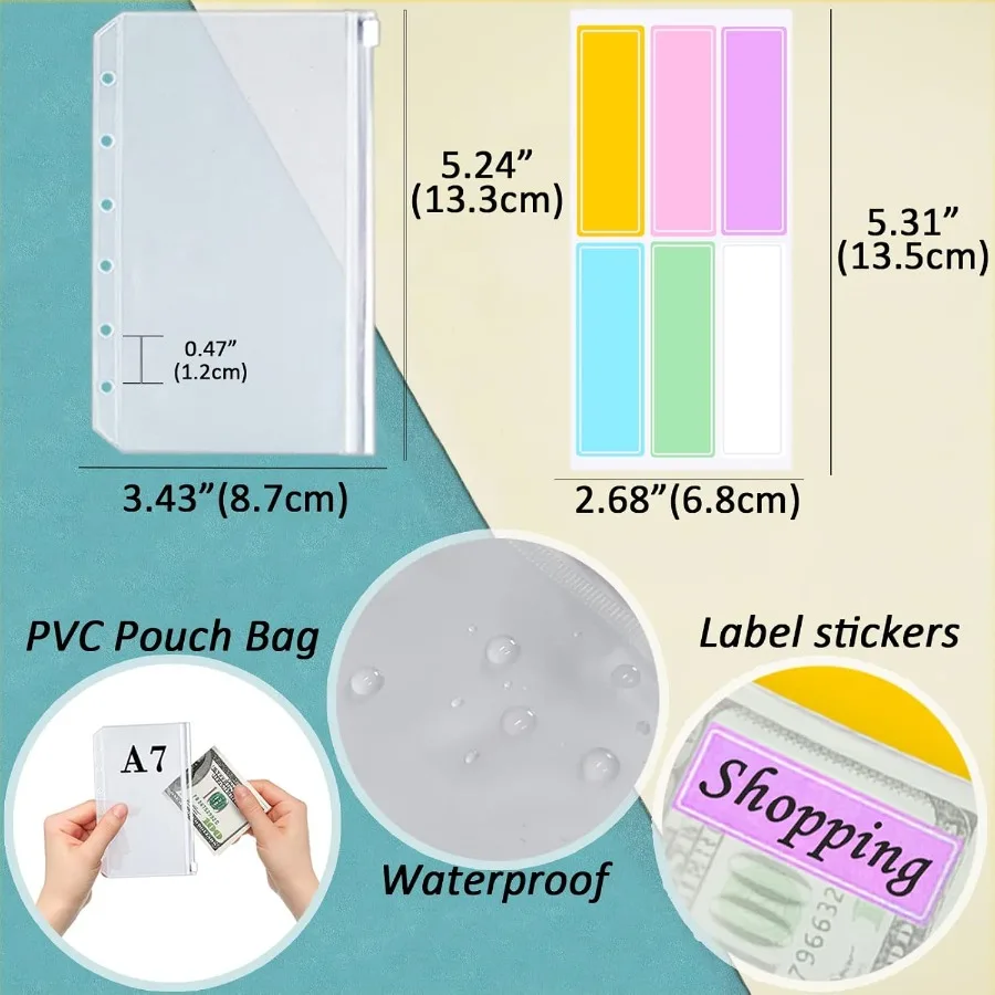 A7 6 Ring Budget Binder with Zipper envelopes Budget Book Label and Category Stickers Budget Sheet Refill Paper for Men and n 1