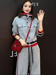Faionable Sweatirt Straight Leg Pants Two Piece Set Agel High-End Brand Streetwear Autumn Winter 2024 New Arrival