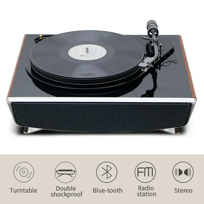 2026 Premium Products Design Hifi Turntable LP Vinyl Record Player With BT bluetooth FM Radio
