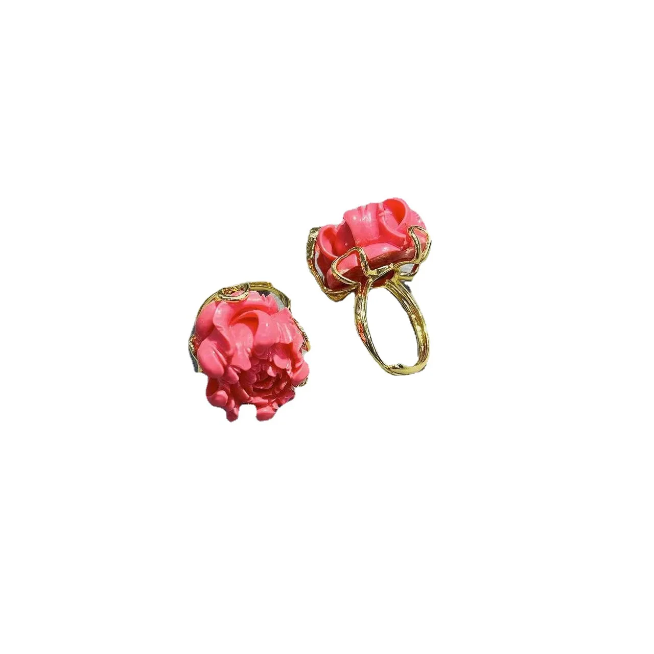 Ore Internet celebrity powder pressed peony personalized niche popular zircon simple ring