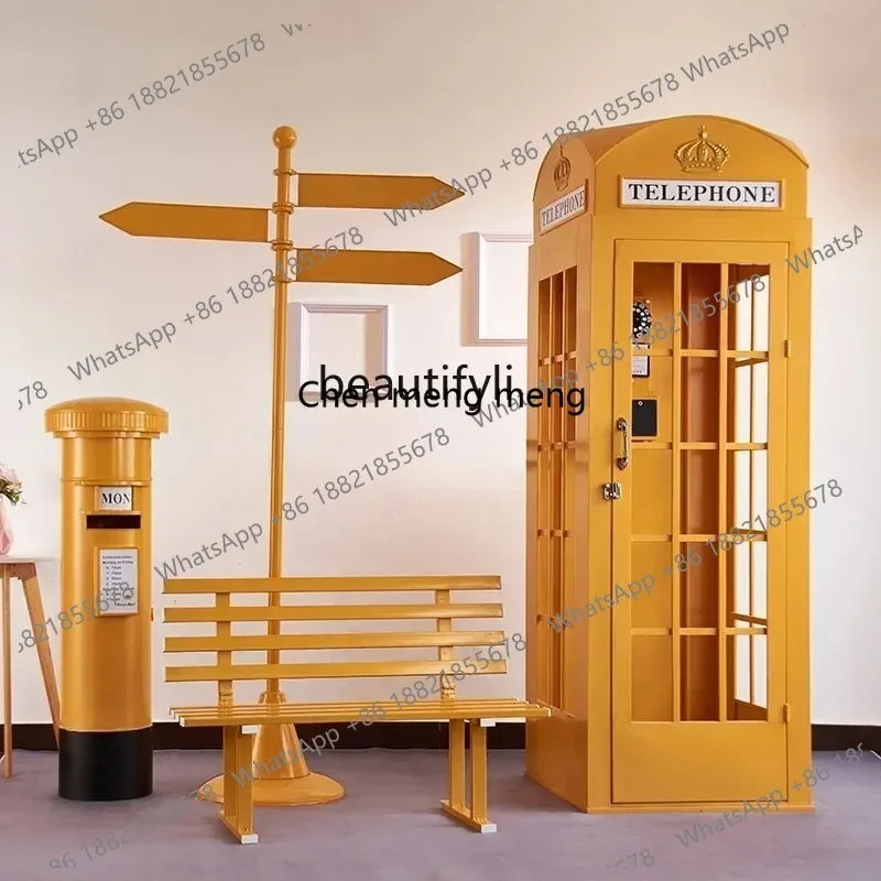 LHY26ss Iron Telephone Booth Post Box Decoration Hall Exhibition Hall Scene Display Decoration Shopping Mall Layout Landscape Pr