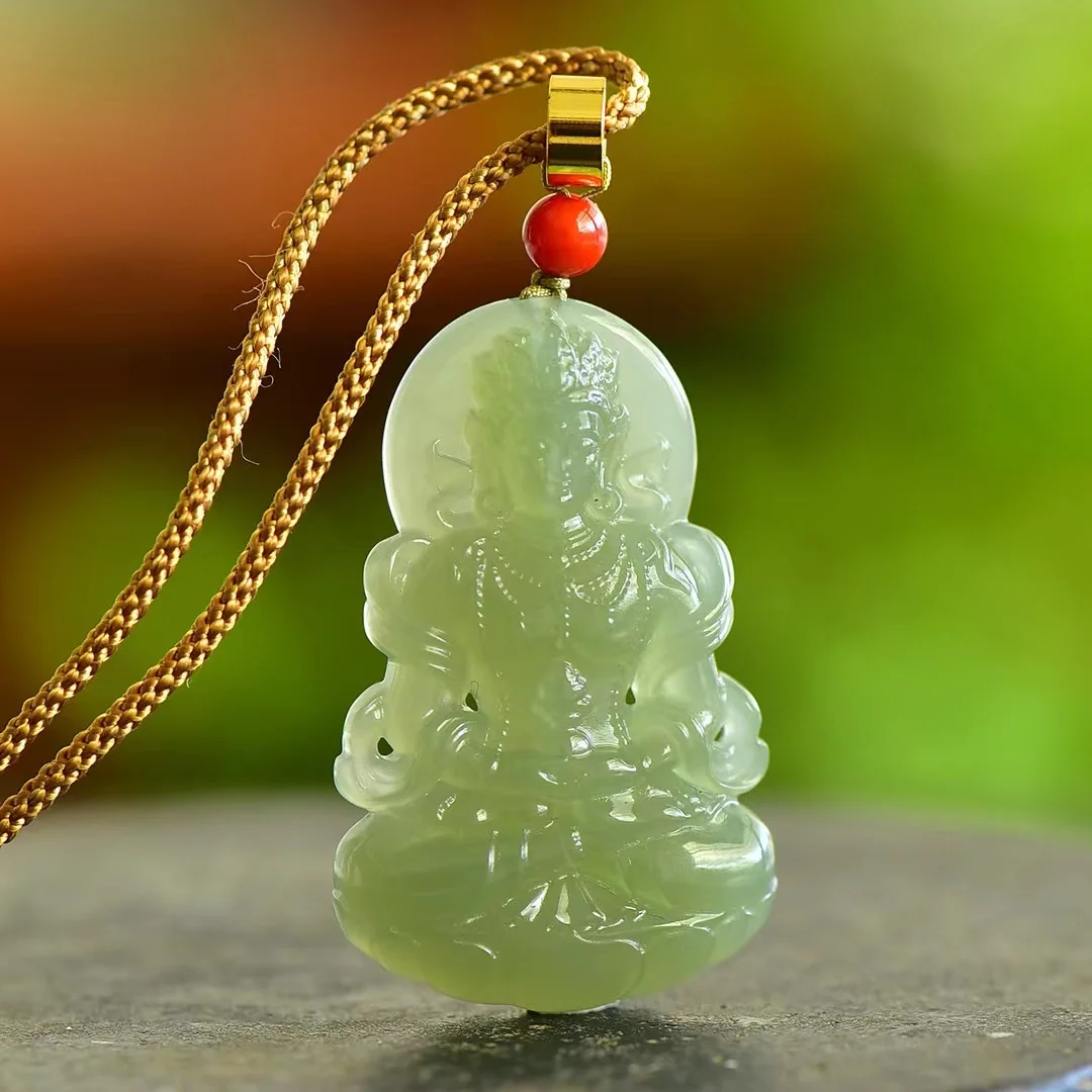 

Hetian Jade Qinghai Material Tara Guanyin Pendant Jewelry 1514#