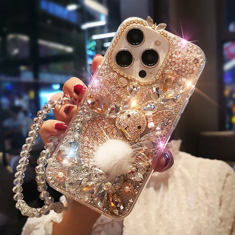Suitable for Iphone15promax Phone Case Luxury Rhinestone Flower Full Diamond IPhone 14pro Diamond Studded 15plus Protective Case image 4
