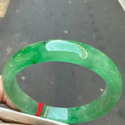10 Real Natural Grade AAA Ice Green Burmese Jade jadeite bracelet bangle 57MM view 6
