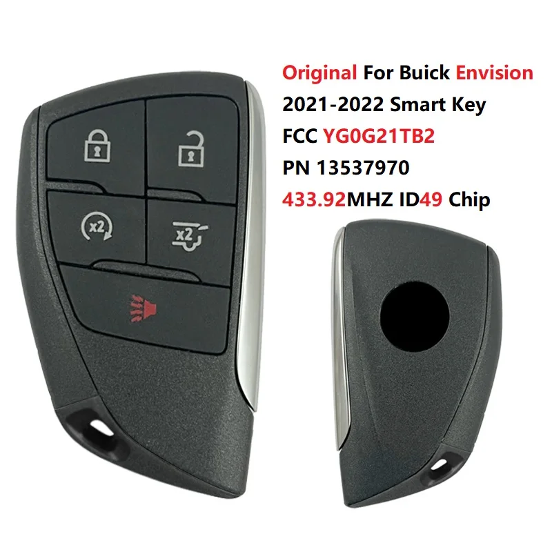 

CN013012 Original FCC YG0G21TB2 Smart Key PN 13537970 433.92MHZ ID49 Chip 5 Buton For Buick Envision 2021-2022