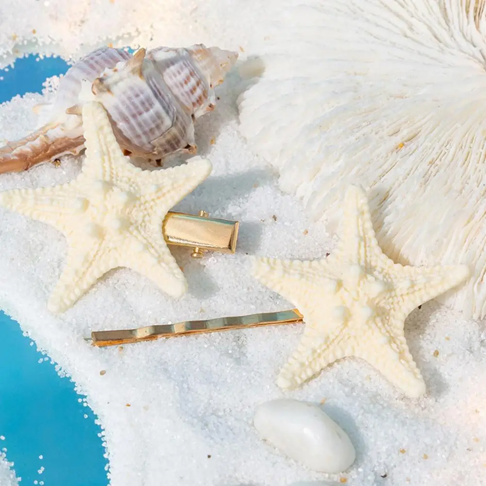 Seashell Hair Clips Starfish Hairpins Exquisite Vintage Seashell Hair Accessories Natural Starfish Hairpin for Lightweight