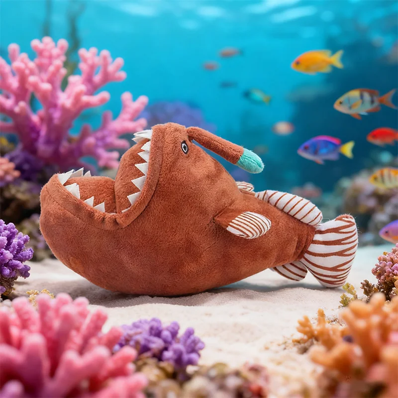 30CM Soft Realistic Lantern Fish Plush Toy Simulation Monkfish Cute Lifelike Sea Animal Lophiiformes Goosefish Doll Gift For Ki