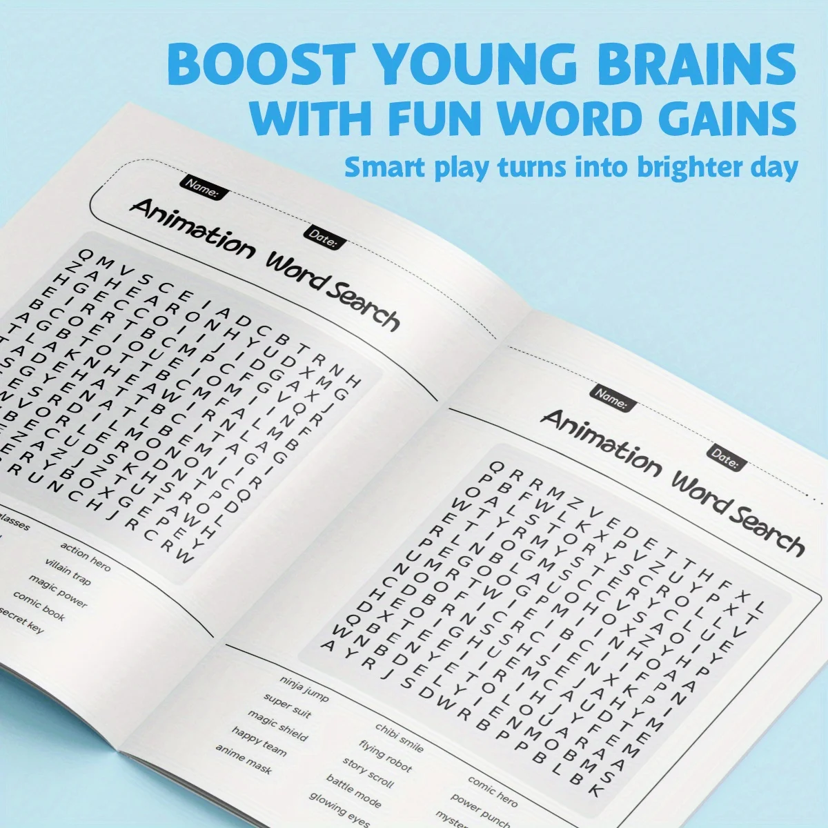 Word Search Games for Kids, Exciting Puzzle Book with Fun Themes like Cartoons and Sports