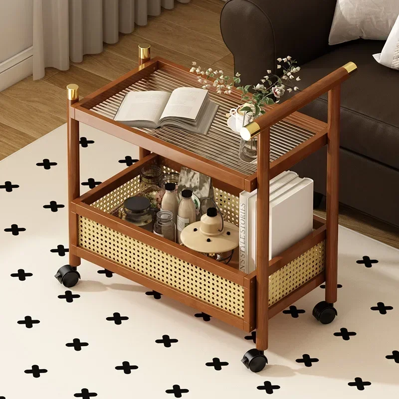 Firm Household Goods Mobile Trolley, Bedside Table, Storage Rack, Retro Living Room Sofa, Side Cabinet, Coffee Table, Snack Cart