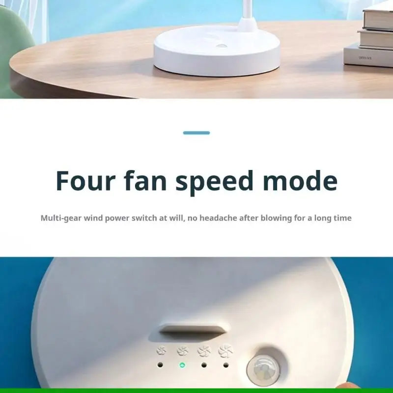 U55C Powerful Rechargeable Desktop Fan with LED Light Low Noise Heat Dissipation Fan