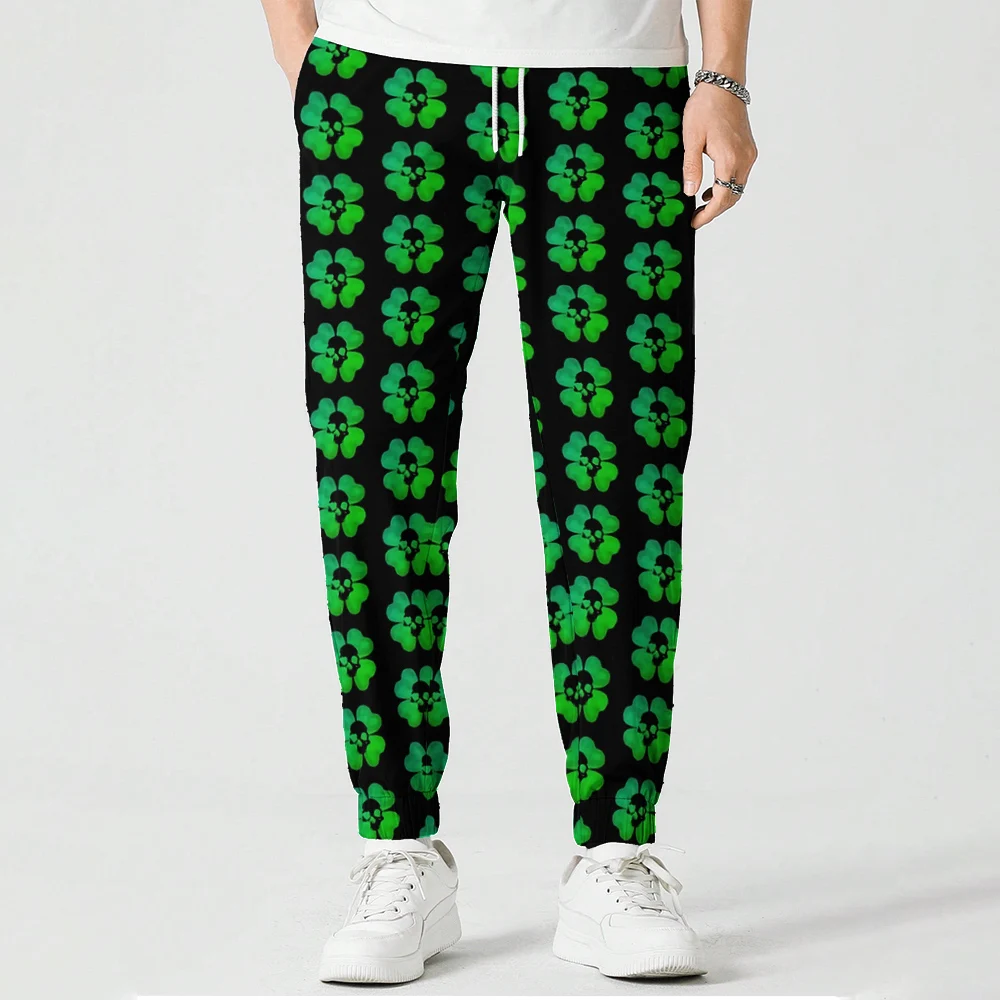 MSIEESO Irish Clover Pattern St.Patricks Day Printed Long Pants Fashion Trousers Men Women Casual Sweatpant Male Jogging Pants