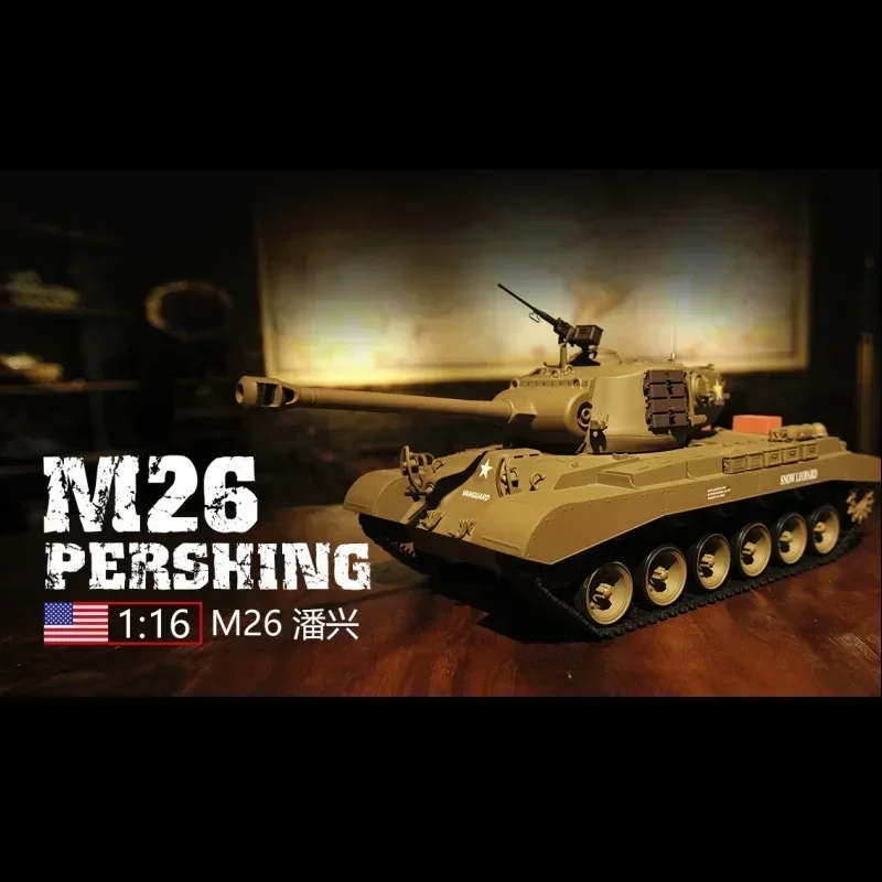 PanXing รถถัง RC M26 Henglong รถถังควบคุมระยะไกล, โมเดลทหารของเล่นรถ3838ไฟฟ้าสำหรับผู้ใหญ่