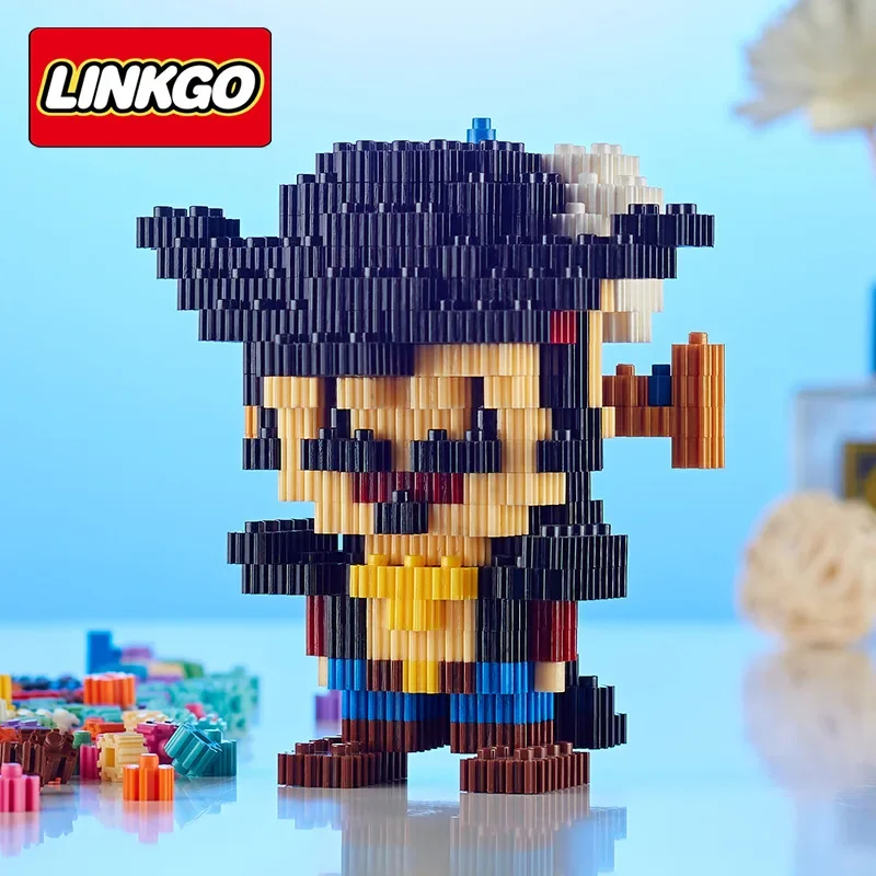 One Piece Linkgo Micro Building Blocks Boa Doflamingo Crocodile Gekko Moria Anime Diamond Brick Figure Toy For Kids